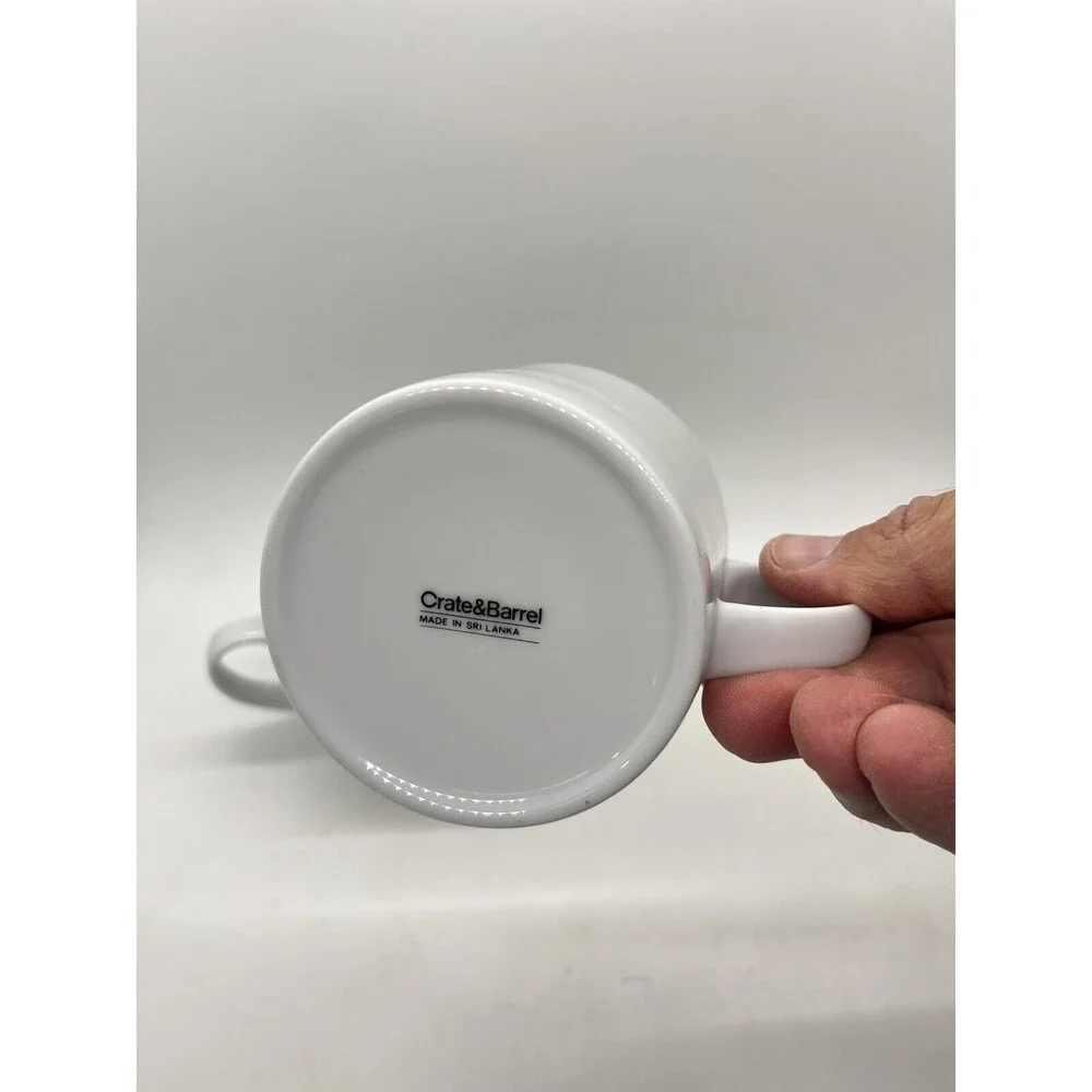 Crate & Barrel White Coffee Mugs, Made In Poland Set Of 2